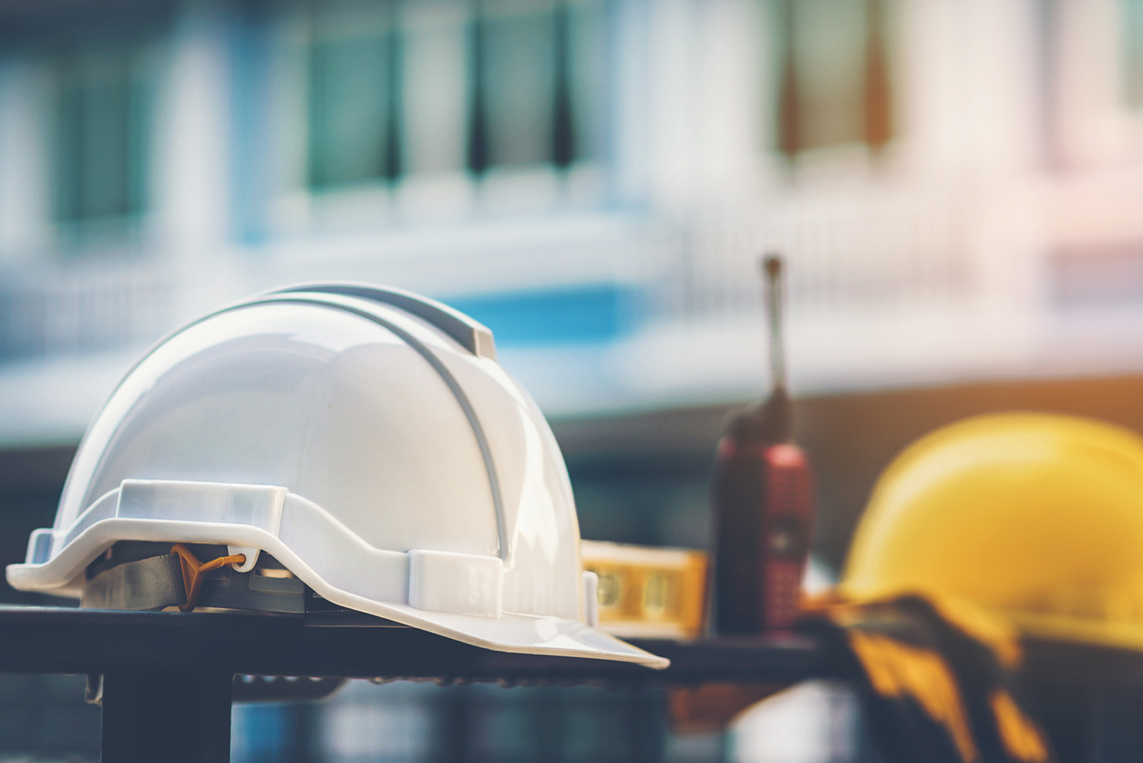 Hard hats in place to improve workplace safety for employees.
